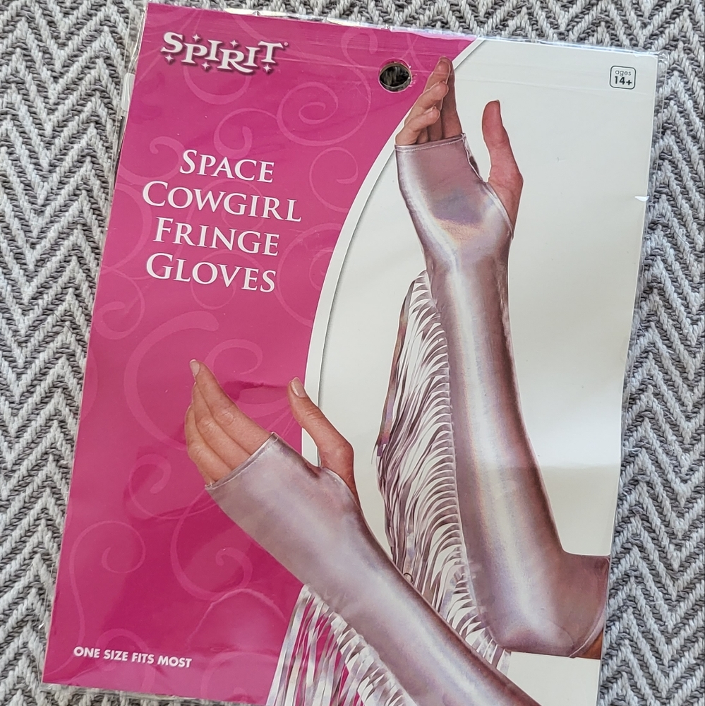 Halloween costume- silver fringe gloves